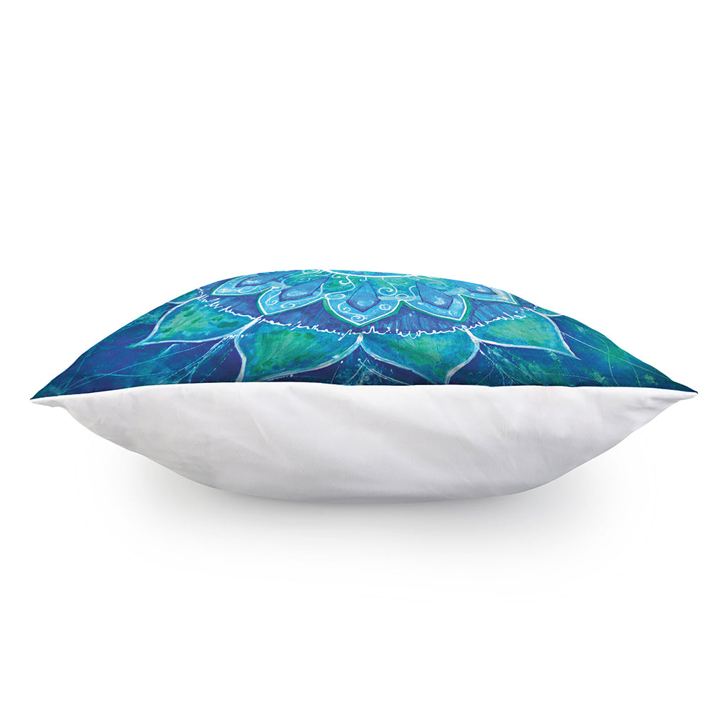 Blue Vishuddha Chakra Mandala Print Pillow Cover