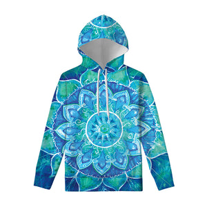 Blue Vishuddha Chakra Mandala Print Pullover Hoodie