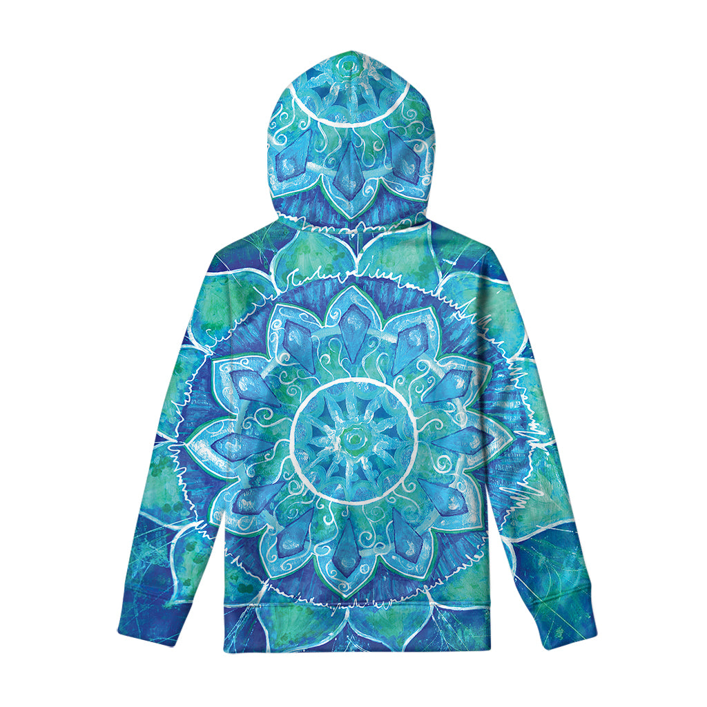 Blue Vishuddha Chakra Mandala Print Pullover Hoodie