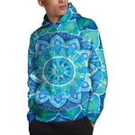 Blue Vishuddha Chakra Mandala Print Pullover Hoodie