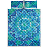 Blue Vishuddha Chakra Mandala Print Quilt Bed Set