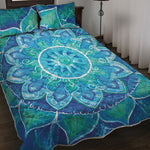 Blue Vishuddha Chakra Mandala Print Quilt Bed Set