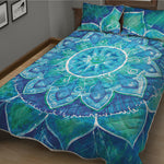 Blue Vishuddha Chakra Mandala Print Quilt Bed Set