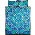 Blue Vishuddha Chakra Mandala Print Quilt Bed Set