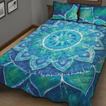 Blue Vishuddha Chakra Mandala Print Quilt Bed Set