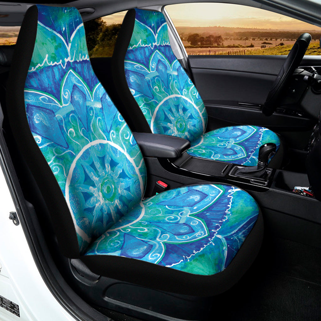 Blue Vishuddha Chakra Mandala Print Universal Fit Car Seat Covers