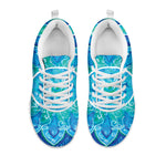 Blue Vishuddha Chakra Mandala Print White Sneakers