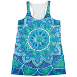 Blue Vishuddha Chakra Mandala Print Women's Racerback Tank Top