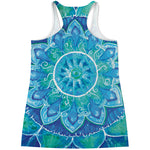 Blue Vishuddha Chakra Mandala Print Women's Racerback Tank Top