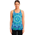 Blue Vishuddha Chakra Mandala Print Women's Racerback Tank Top
