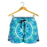 Blue Vishuddha Chakra Mandala Print Women's Shorts