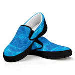 Blue Water Surface Print Black Slip On Shoes