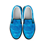 Blue Water Surface Print Black Slip On Shoes