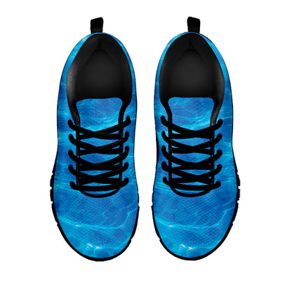 Blue Water Surface Print Black Sneakers