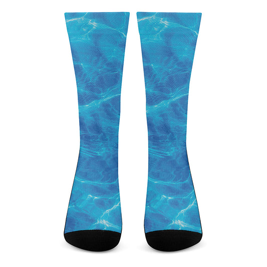 Blue Water Surface Print Crew Socks