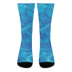 Blue Water Surface Print Crew Socks