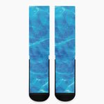 Blue Water Surface Print Crew Socks