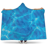 Blue Water Surface Print Hooded Blanket