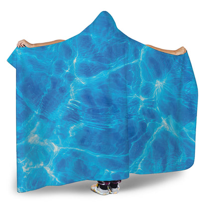 Blue Water Surface Print Hooded Blanket