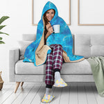 Blue Water Surface Print Hooded Blanket