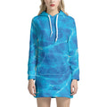 Blue Water Surface Print Pullover Hoodie Dress