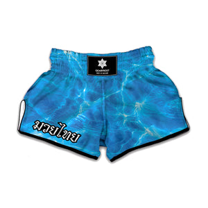 Blue Water Surface Print Muay Thai Boxing Shorts