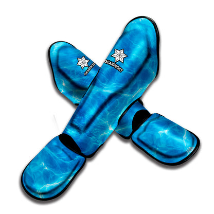 Blue Water Surface Print Muay Thai Shin Guard