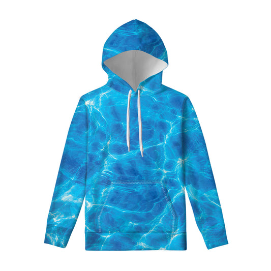 Blue Water Surface Print Pullover Hoodie