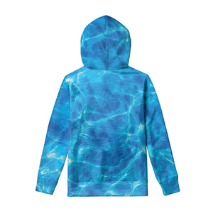 Blue Water Surface Print Pullover Hoodie