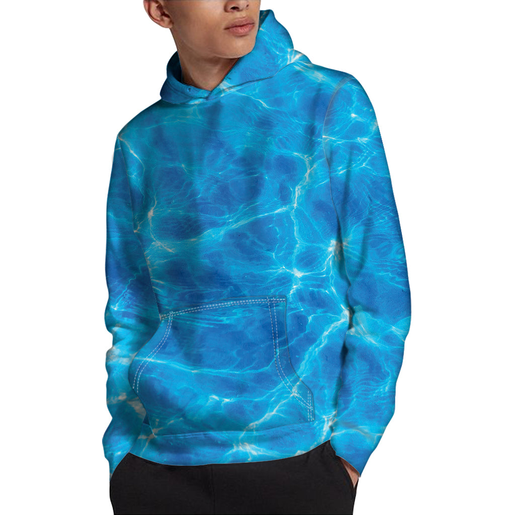 Blue Water Surface Print Pullover Hoodie