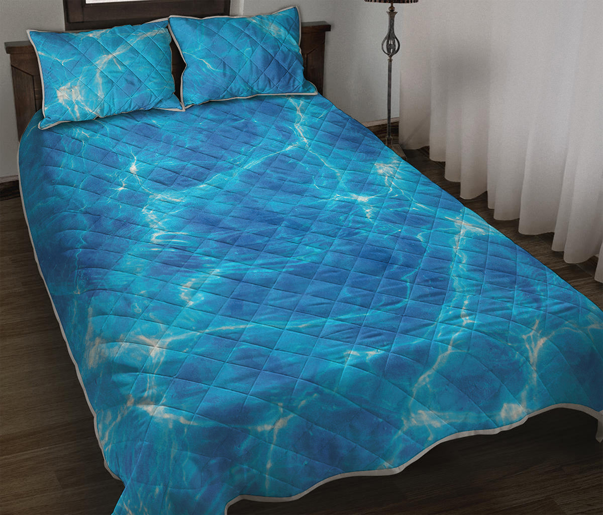 Blue Water Surface Print Quilt Bed Set