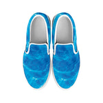 Blue Water Surface Print White Slip On Shoes