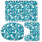 Blue Watercolor Butterfly Pattern Print 3 Piece Bath Mat Set