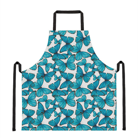 Blue Watercolor Butterfly Pattern Print Apron