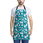 Blue Watercolor Butterfly Pattern Print Apron