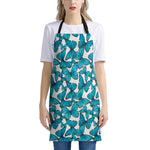 Blue Watercolor Butterfly Pattern Print Apron
