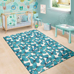 Blue Watercolor Butterfly Pattern Print Area Rug