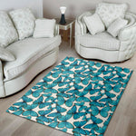 Blue Watercolor Butterfly Pattern Print Area Rug