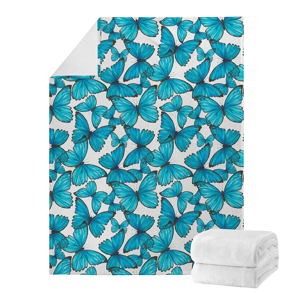 Blue Watercolor Butterfly Pattern Print Blanket