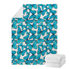 Blue Watercolor Butterfly Pattern Print Blanket