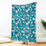Blue Watercolor Butterfly Pattern Print Blanket