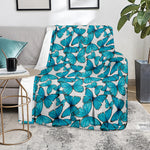 Blue Watercolor Butterfly Pattern Print Blanket