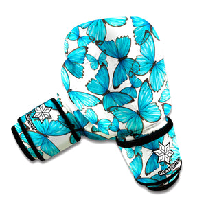Blue Watercolor Butterfly Pattern Print Boxing Gloves