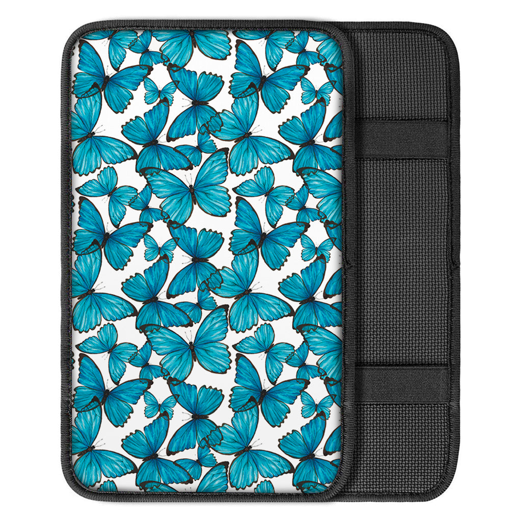 Blue Watercolor Butterfly Pattern Print Car Center Console Cover
