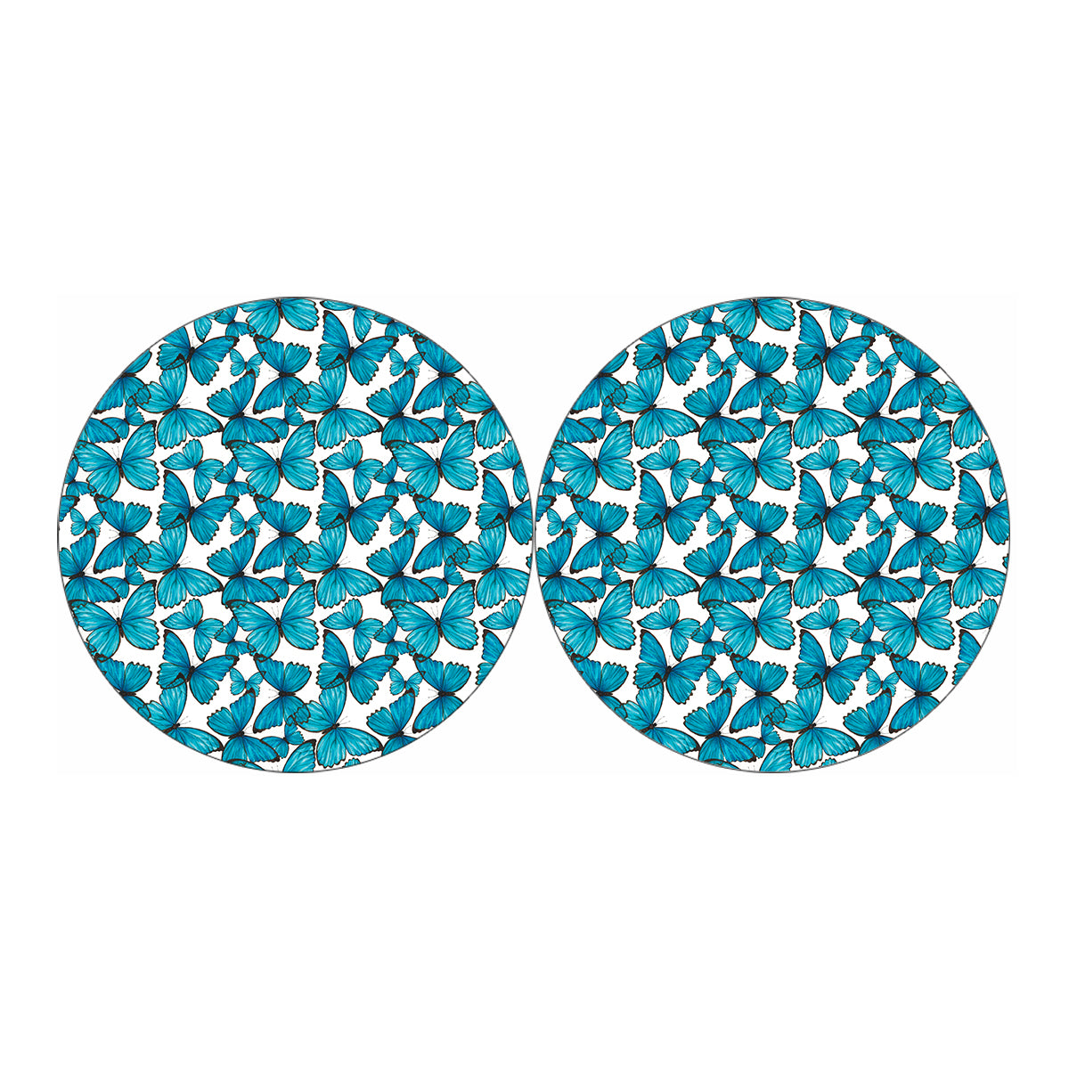 Blue Watercolor Butterfly Pattern Print Car Coasters