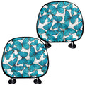 Blue Watercolor Butterfly Pattern Print Car Headrest Covers