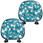 Blue Watercolor Butterfly Pattern Print Car Headrest Covers
