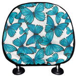 Blue Watercolor Butterfly Pattern Print Car Headrest Covers