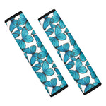 Blue Watercolor Butterfly Pattern Print Car Seat Belt Covers
