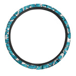 Blue Watercolor Butterfly Pattern Print Car Steering Wheel Cover